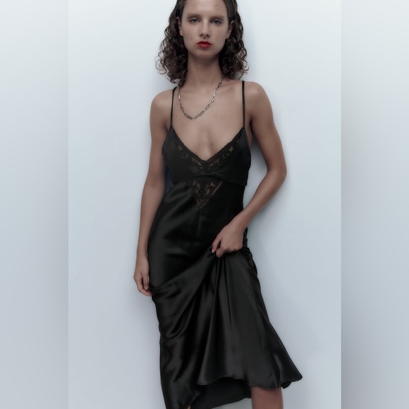 ZARA SATIN LINGERIE STYLE DRESS - Picture 3 of 16